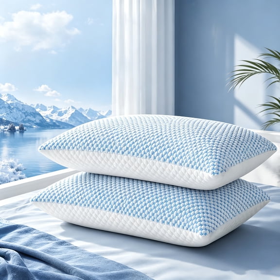2/4 Pack Queen Size Fluffy Cloud Cooling Pillows, Plush Loft Bed Pillows with Cooling Surface Cover, Comfort DeepSleep Pillow Set for All Sleep Positions