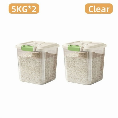 2/4-Pack Rice Storage Container with Lid, Large Capacity Sealed Cereal Dispenser, Transparent Clamshell Design, Universal Wheels for Easy Movement, Ideal for Kitchen Organization & Festival Decor