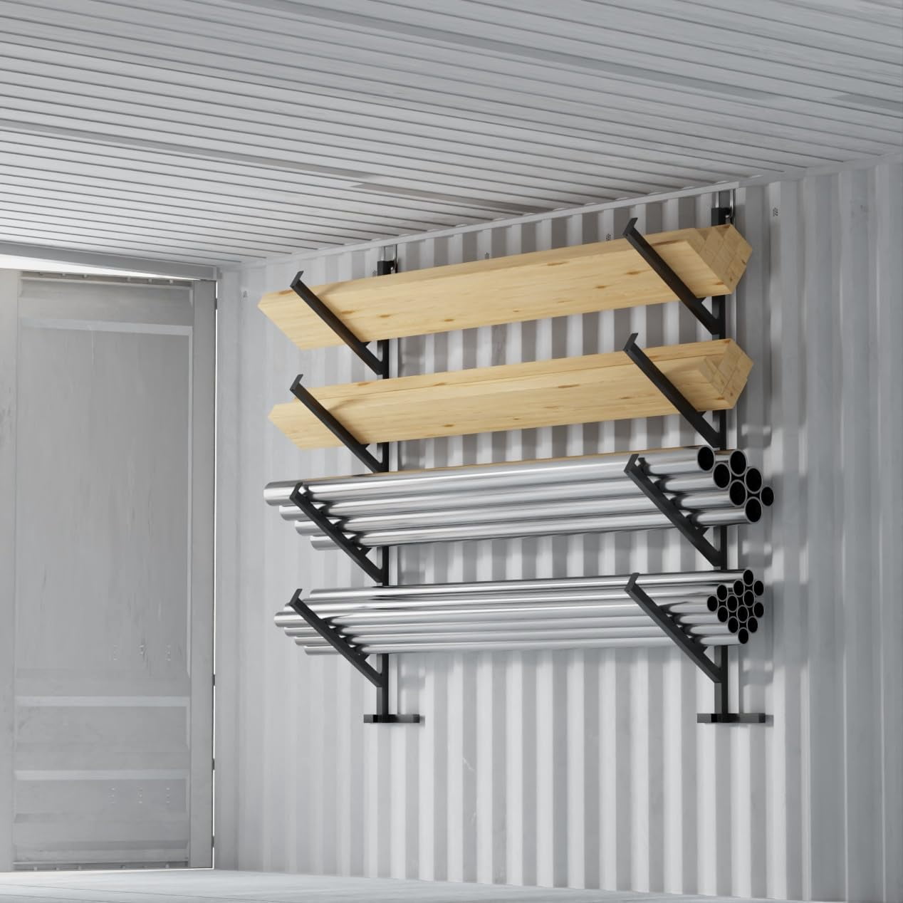 2-4 Pack Shipping Container Pipe Rack, 4-Tier Container Shelving ...