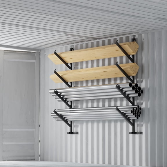 2-4 Pack Shipping Container Pipe Rack, 4-Tier Container Shelving Brackets, No-Drill Installation Hanging Racks for Vertical Storage (400 LBS Capacity), Heavy-Duty