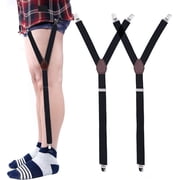 2/4 Pack Shirt Stays for Men Y-Style Adjustable Elastic Shirt Garters Holders Non-Slip Locking Clamps Shirt Tucker