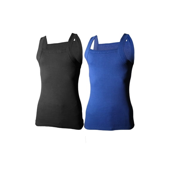 2-4 Packs Men's G-unit Style Cotton Tank Tops Square Cut Muscle Rib A-Shirts (2X-Large, Black / Navy, 2 Pack)