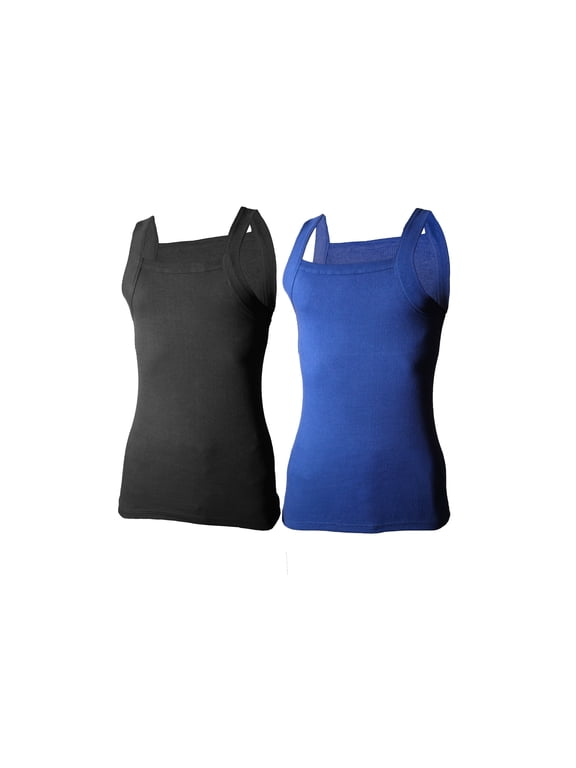 2-4 Packs Men's G-unit Style Cotton Tank Tops Square Cut Muscle Rib A-Shirts (4X-Large, Black / Navy, 2 Pack)