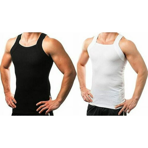 2-4 Packs Men's G-unit Style Cotton Tank Tops Square Cut Muscle Rib A-Shirts (4XL, 2 Pack)