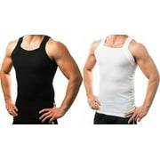 2-4 Packs Mens G-unit Style Cotton Tank Tops Square Cut Muscle Rib A-Shirts 5XL, 2 Pack