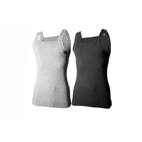2-4 Packs Men's G-unit Style Cotton Tank Tops Square Cut Muscle Rib A-Shirts (Small, Black / Heather Grey, 2 Pack)