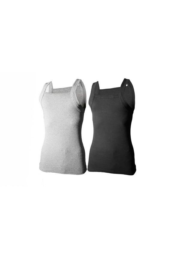 2-4 Packs Men's G-unit Style Cotton Tank Tops Square Cut Muscle Rib A-Shirts (Small, Black / Heather Grey, 2 Pack)