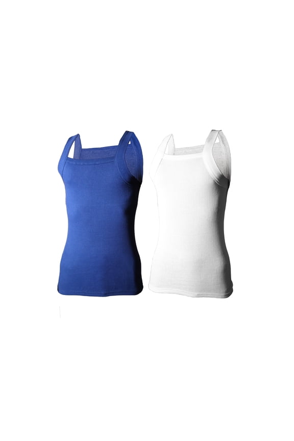 2-4 Packs Men's G-unit Style Cotton Tank Tops Square Cut Muscle Rib A-Shirts (Small, White/Navy, 2 Pack)