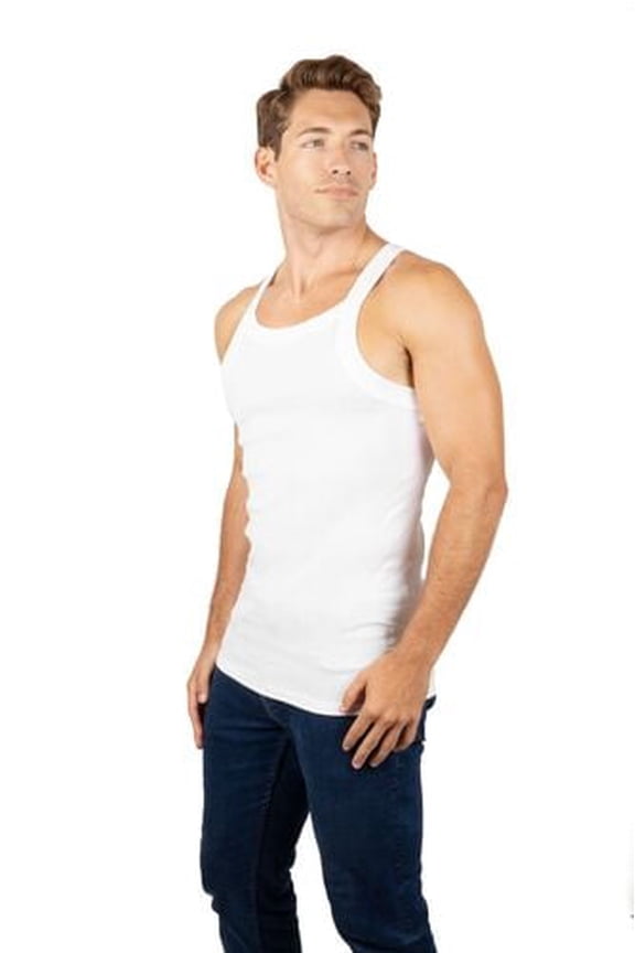 2-4 Packs Men's G-unit Style Cotton Tank Tops Square Cut Muscle Rib A-Shirts (White, 4X-Large, 2 Pack)