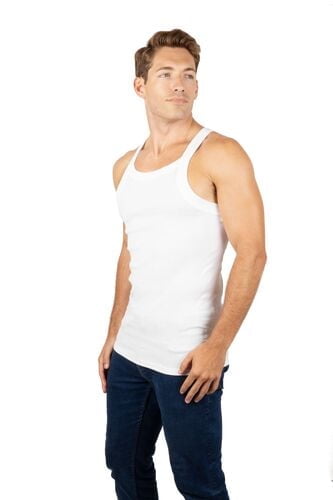 2-4 Packs Men's G-unit Style Cotton Tank Tops Square Cut Muscle Rib A-Shirts (White, 5X-Large, 2 Pack)