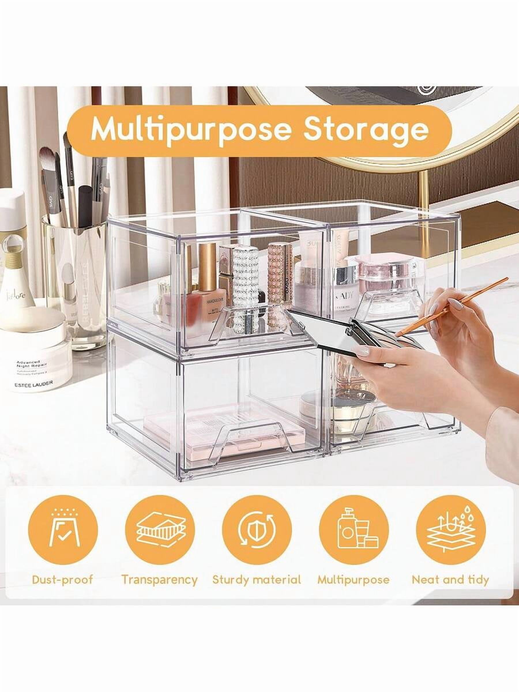 2/4 Packs Stackable Makeup Organizer,4.4'' Tall Acrylic Bathroom ...