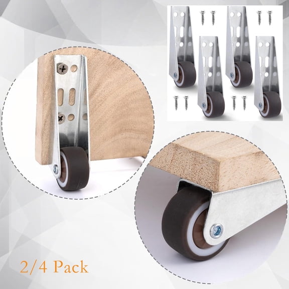 2/4 Pcs Low Profile Casters – Rubber Non‑Slip Side Mount Caster Wheels for Room Door, Cabinet, Storage Box, Underbed Drawer, Bookcase (Silver, 0.8″)