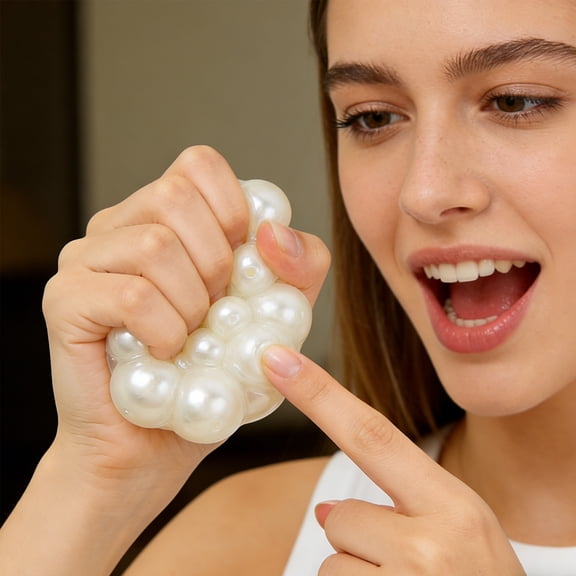 2.4" Pearl Style Crunchy Squeeze Ball for Stress, Slow Rising Soft Putty Fidget, Anti-Anxiety Noise Gadget for Adult Break, Random Color Sent