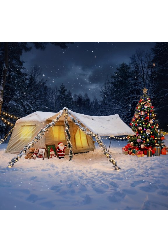 2/4 Person Inflatable Tent  Instant Setup 4-Season Glamping Tent with Stove Jack Windproof  Design &  Mesh Windows Includes Hand Pump