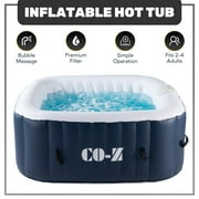 2-4 Person PVC Inflatable Bathtub w 120 Jets & Hot Tub Cover for Backyard & More Blue