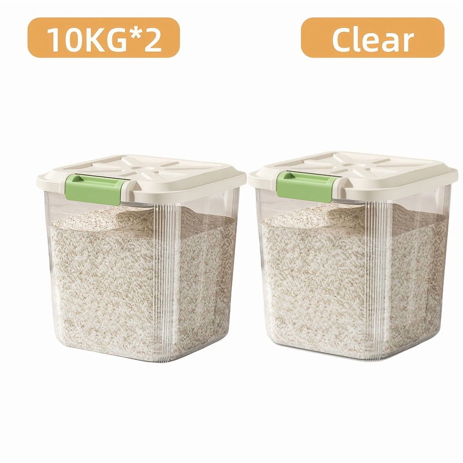 Uncooked Rice Box 2/4-Piece Transparent Sealed Rice Storage Box with Lid - Large Capacity ...