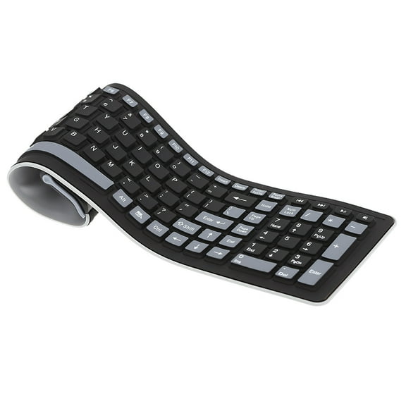 2.4 Portable Mini Flexible Roll Up Water Resistant Washable Soft Silicone Wireless Keyboard with USB Receiver for PC Tablet Laptop Computer