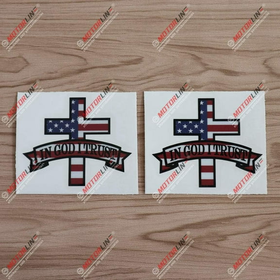 (2) 4" Reflective in God I Trust USA American Flag Decal Stiker Car Vinyl sda1