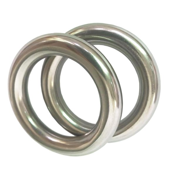 2.4" Seamless Welding O-Ring, 2 Pack 304 Stainless Steel Rings Heavy Duty Smooth Solid Multi-Purpose Ring, 10mm x 40mm