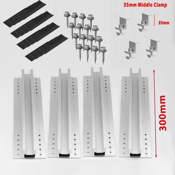 2/4 Sets Solar Panel Module Aluminum Bracket Rail Trapezoidal Sheet 30/35Cm Mounting Rail For Solar Panel Trapezoidal Roof Mount