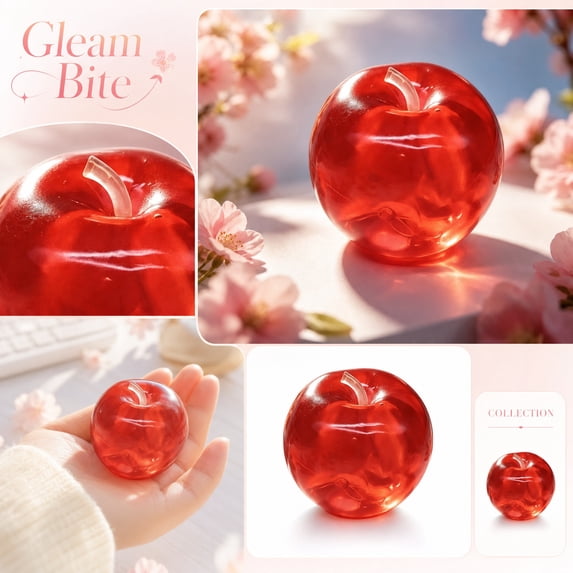 2.4" Slow Rise Red Apple Sugar Ball, Malt Soft Squishy Stress Squeeze Fidget Toy, Sensory Relief for Adults Kids, Great for Party Favors Goodie Bag Fillers Classroom Prizes Anxiety Calm