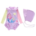 thumbnail image 1 of 2-4 T Kids Bathing Suits Girls Girls Long Sleeve Sun Protective Swimsuit with Ruffle Design Full Coverage Rash Guard for Toddlers and Kids, 1 of 4