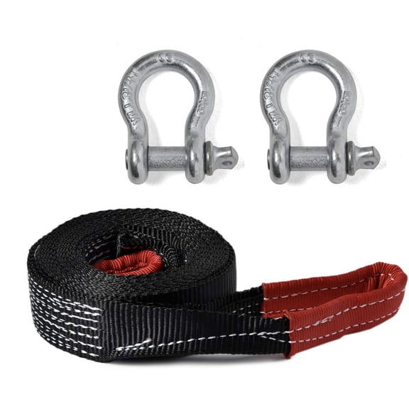 2" 4 TON Tow Strap 20 ft w D-Rings sling UTV snatch recovery 4WD Snow Mud Pull