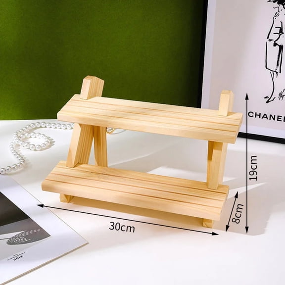 2-4 Tier Ear Stud Holder Wooden Jewelry Earring Dispaly Stand Shelf Cupcake Makeup Mini Figure Organizer Showcase Rack Riser