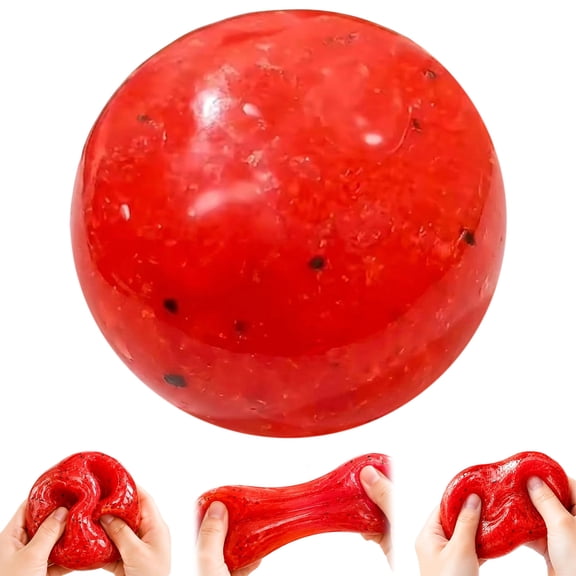 2.4" Watermelon Squishy, Watermelon Fruit Slush Stress Ball, Slow Rising Fruit Squishy Toy, Soft Stretchable Sensory Fidget Toy for Stress Relief, Desk Decor and Gift for Kids Adults