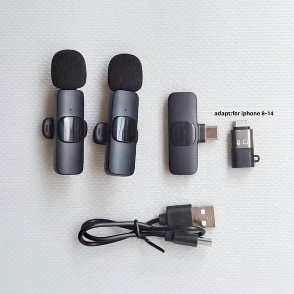 2/4 Wireless Lavalier Microphones for Android/ Iphone, Mini Noise-Canceling Mics for Video Recording, Interviews And Live Streaming, with Adapters Compatible with Iphone Models Before Iphone 14
