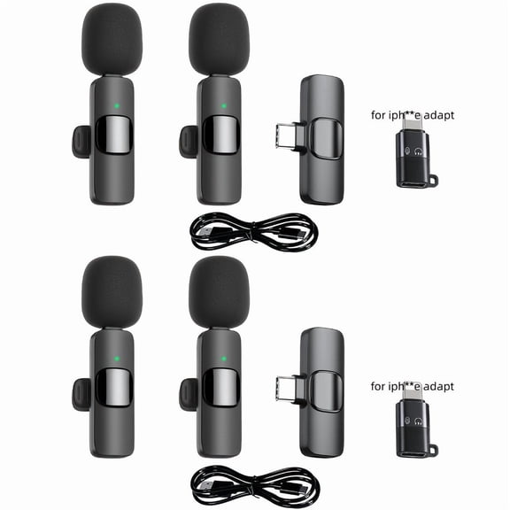 2/4 Wireless Lavalier Microphones for Android/ Iphone, Mini Noise-Canceling Mics for Video Recording, Interviews And Live Streaming, with Adapters Compatible with Iphone Models Before Iphone 14