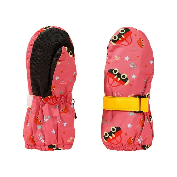 2-4 Years Baby Kids Warm Gloves Winter Waterproof Snow Gloves for Ourdoor Sports, Toddler Bulky Ski Gloves for Boys Girls Watermelon Red 2-4 Years