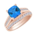 thumbnail image 1 of AFFY (2.4 cttw) Simulated London Blue Topaz & White Natural Diamond Engagement Ring Set In 14k Rose Gold With Ring Size 6, 1 of 1