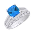 thumbnail image 1 of AFFY (2.4 cttw) Simulated London Blue Topaz & White Natural Diamond Engagement Ring Set In 14k White Gold With Ring Size 5.5, 1 of 1