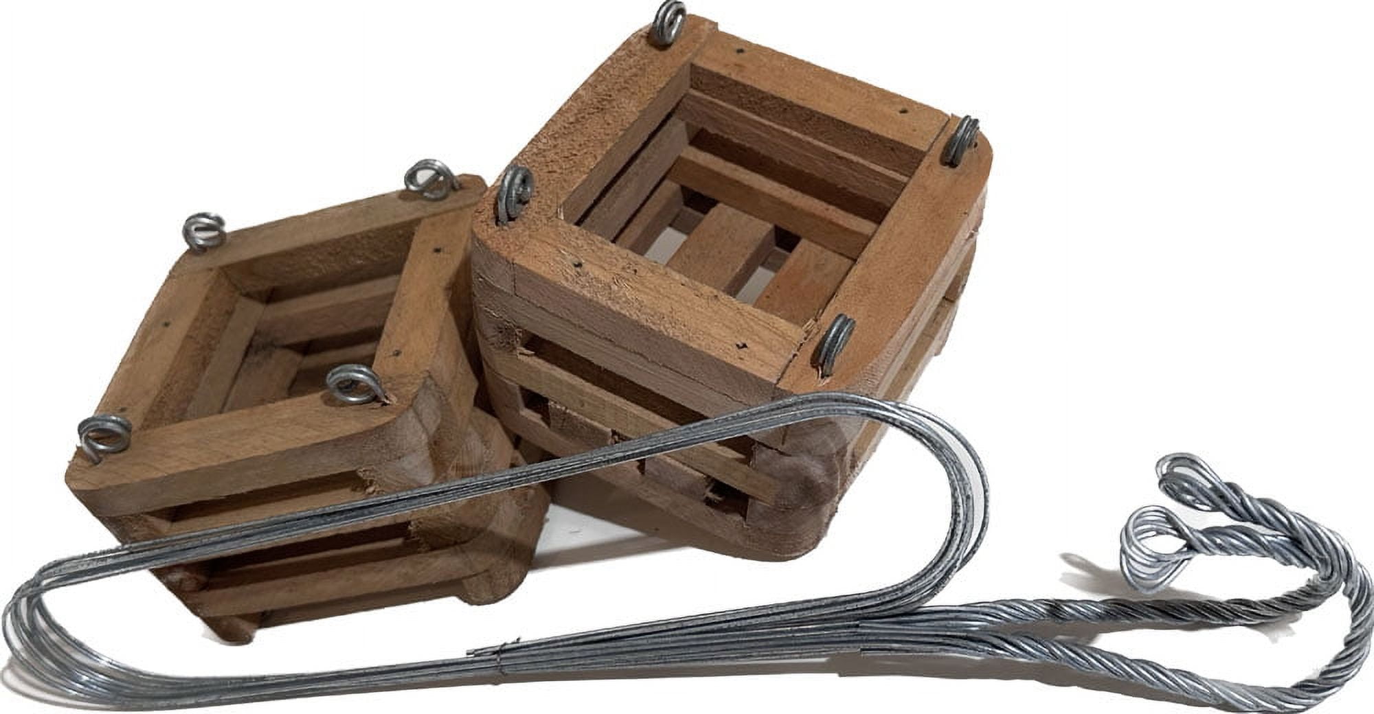 2 4 inch Square Wooden Hanging Orchid Vanda Basket With 30