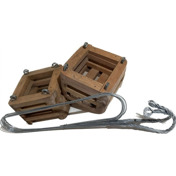 2 - 4 inch Square Wooden Hanging Orchid Basket Two 4" With Hangers