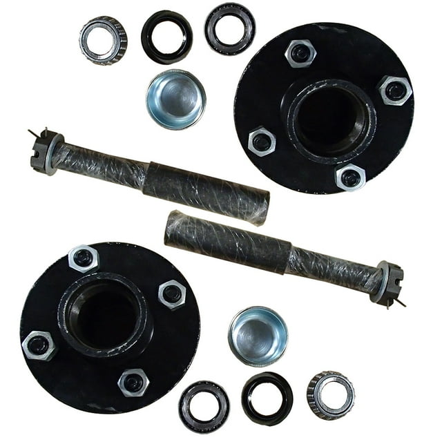 (2) 4 on 4" Trailer Axle Kit 2000 lbs Idler Hubs Round Spindles