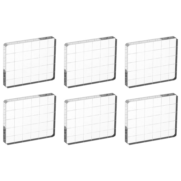 2.4"x2" Acrylic Stamp Block, 6Pcs Clear Stamping Block with Grid Lines Decorative Mounting Blocks Rectangle for Scrapbooking DIY Crafts Card Making