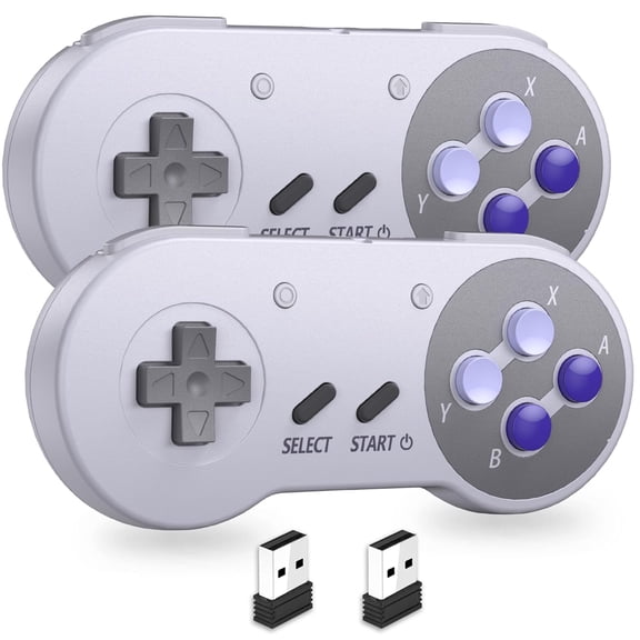 2.4 z Wireless SNES Switch Online Controller USB Receiver Compatible with Switch/Switch OLED PC Mac OS Android Steam Deck Raspberry Pi (Rechargeable) (Plug and Play) (2 Pack) Purple