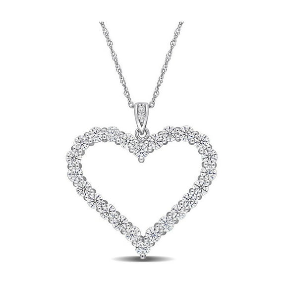 2.40 Carat (Ctw) Lab-Created Moissanite Heart Pendant Necklace in Sterling Silver with Chain for Women