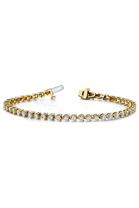 2.40 Carat (Ctw VS2-SI1, E-F) Lab Grown Diamond Tennis Bracelet in 14K Yellow Gold for Women