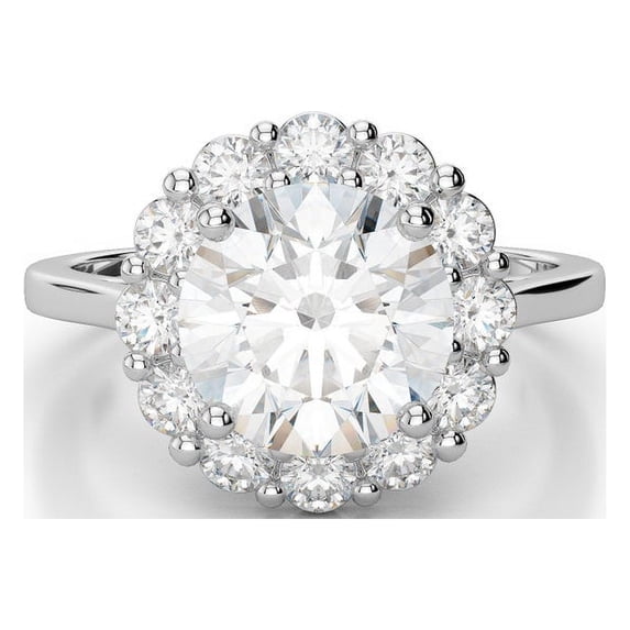 2.40 Ct Brilliant Cut Round Real Moissanite Engagement Rings for Ladies Solid 950 Platinum