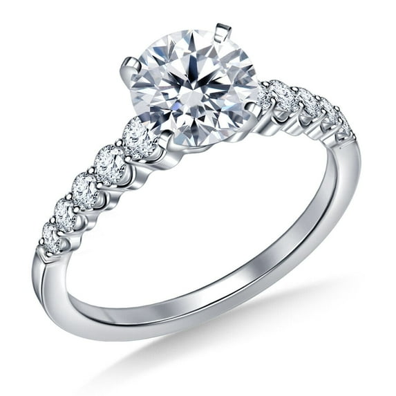 2.40 Cts Moissanite Ring/Vintage Style Engagement Ring For Women/Round Promise Ring/18K White Gold Plated Ring/Dainty Art Deco Ring , Ring for Her