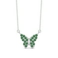 thumbnail image 1 of 2.40 Cts Round Emerald 925 Sterling Silver Dragonfly Butterfly Women's Chain Necklace, 1 of 3