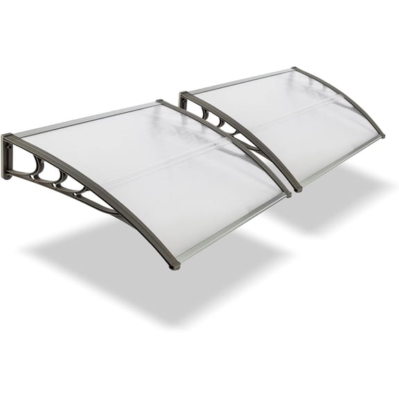 2 Pcs 40" x 32" Door Window Awning Exterior, Polycarbonate Cover Entry Door Outdoor Patio Awning Canopy, Front Door Overhang Awning for Sun Shutter, UV, Rain and Snow Protection, Hollow Sheet, Clear