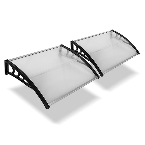 2 40"x32" Door Window Awning Exterior, Polycarbonate Cover Entry Door Outdoor Patio Awning Canopy, Front Door Overhang Awning for Sun Shutter, UV, Rain and Snow Protection, Hollow Sheet (Clear Board)