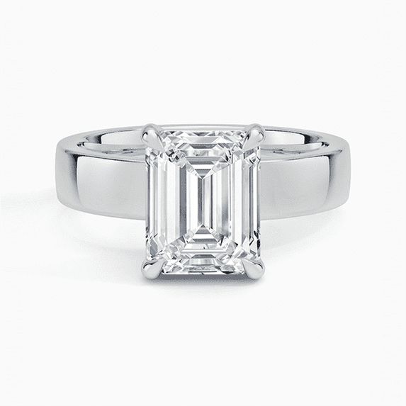 2.40Ct. GRA Certified Moissanite Emerald-Cut 9x7mm Solitaire Ring With Rhodium Plated