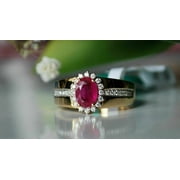 2.40Ct Oval Cut Lab Created Red Ruby Classic Ring 14K Yellow Gold Plated