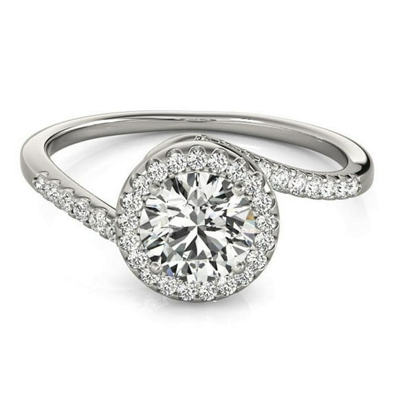 2.41 Ct Stunning Round Natural Moissanite Wedding Rings for her Solid 18K White Gold
