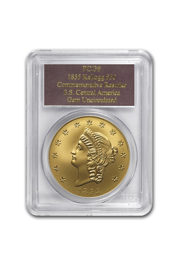 2.419 oz Gold Round - $50 Kellogg Restrike Gem BU PCGS